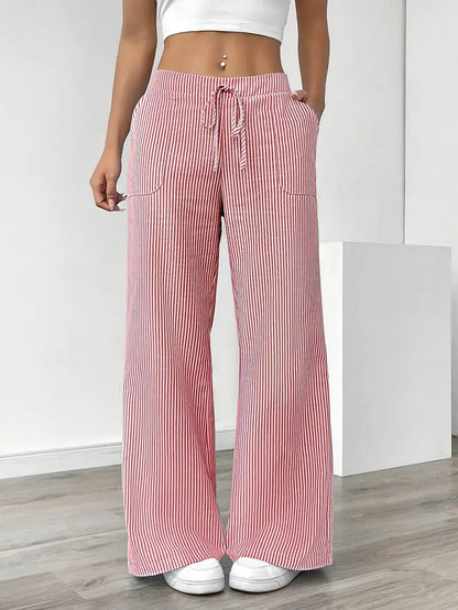 Relaxed Wide-Leg Stripe Trousers