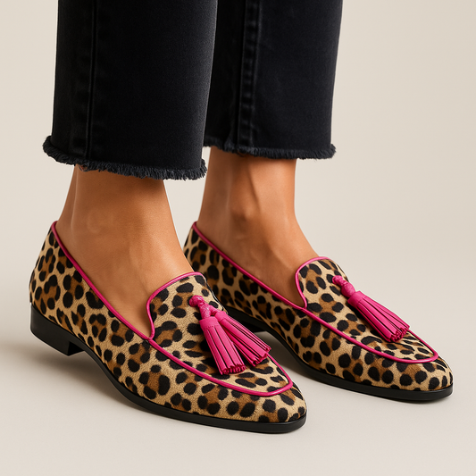 Women's Flat Loafers Printed Pattern - Fashinoza