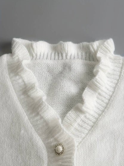 Women's Ruffle Blouse with Decorative Buttons
