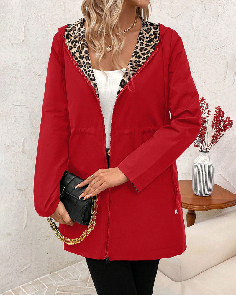 Women's Leopard Print Open Front Coat