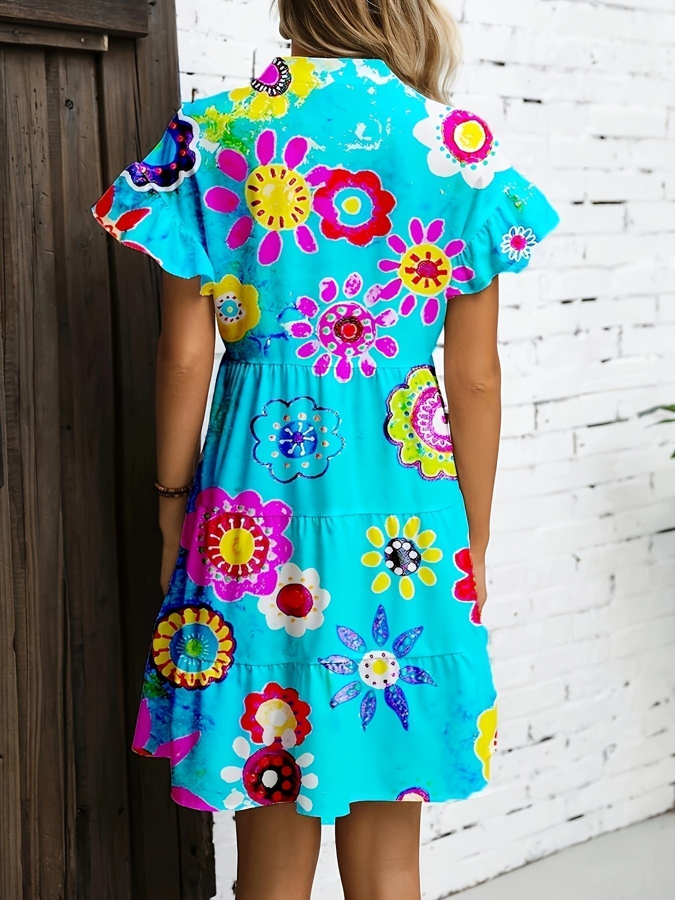 Women's Floral Maxi Dress Flowy Draped Design