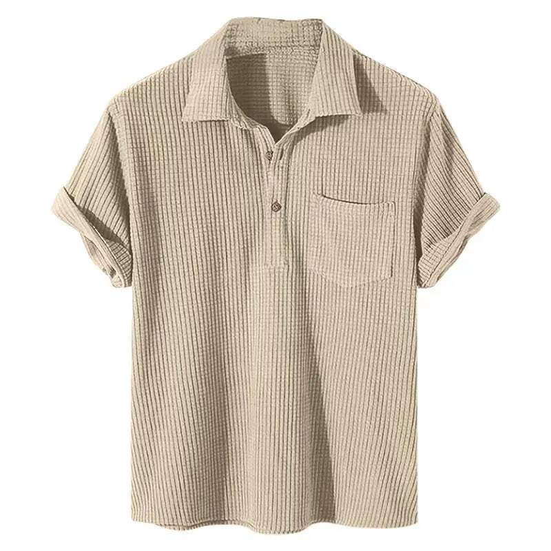 Men's Short Sleeve Camp Collar Shirt - Fashinoza