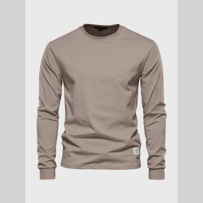 Men's Long Sleeve Round Neck Shirt Classic Cotton