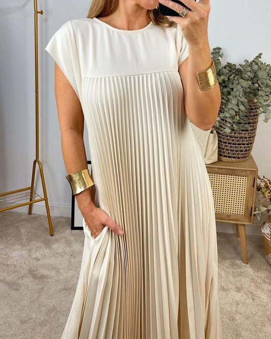 Women's Pleated Maxi Dress Flowy Cocktail - Fashinoza