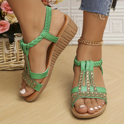 Women's Rhinestone Sandals Woven