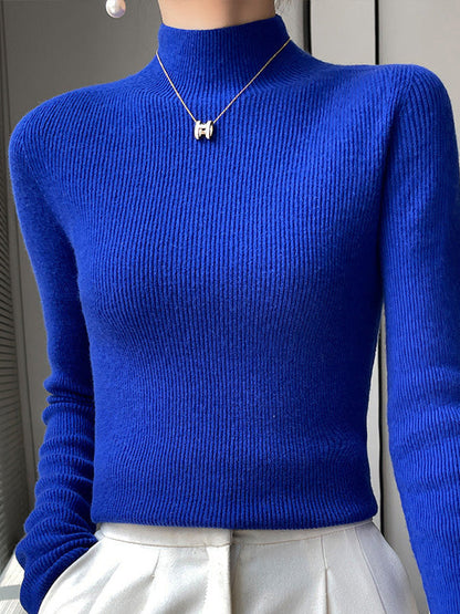 Elegant Ribbed Knit Turtleneck Sweater