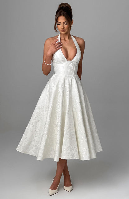 Clara | Women Wedding Guest Halter Midi Dress