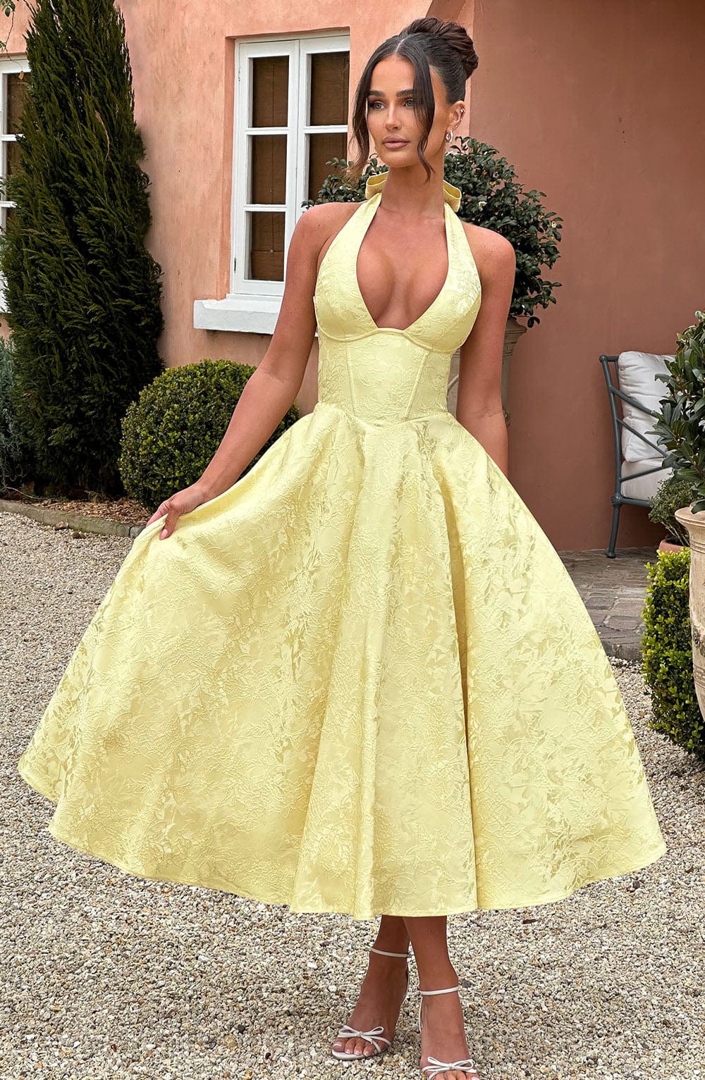 Women's Embellished V-Neck Wedding Guest Dress