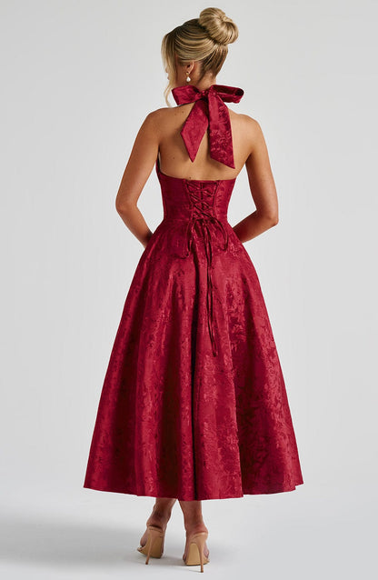 Elegant Halter Midi Gown