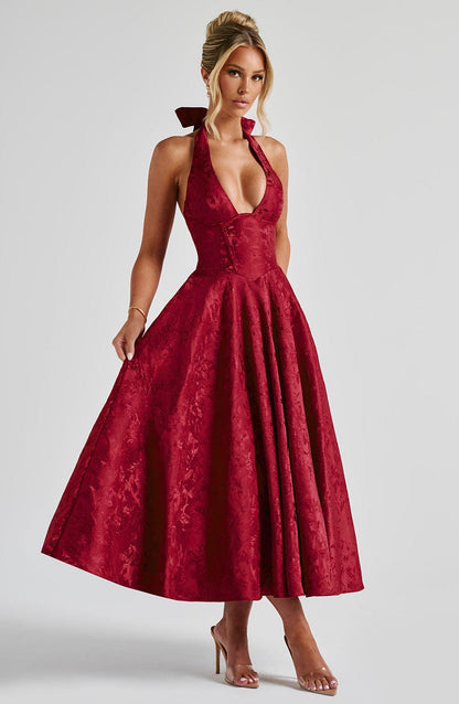 Elegant Halter Midi Gown