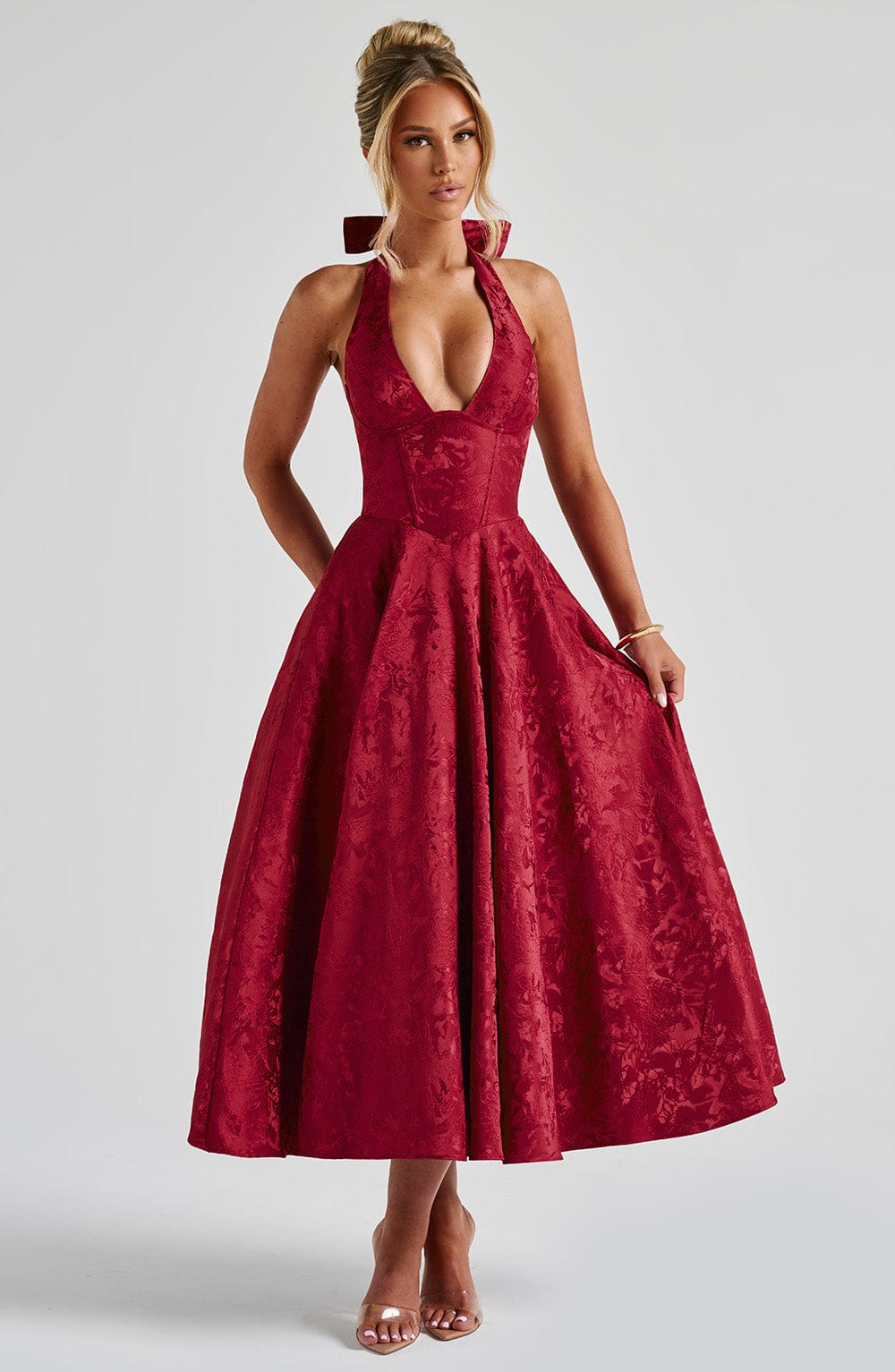 Elegant Halter Midi Gown