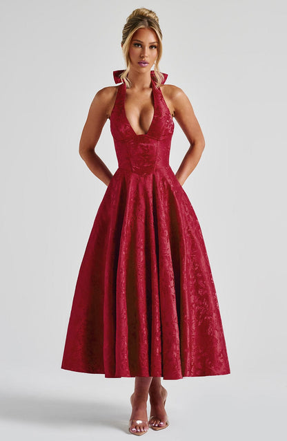 Elegant Halter Midi Gown