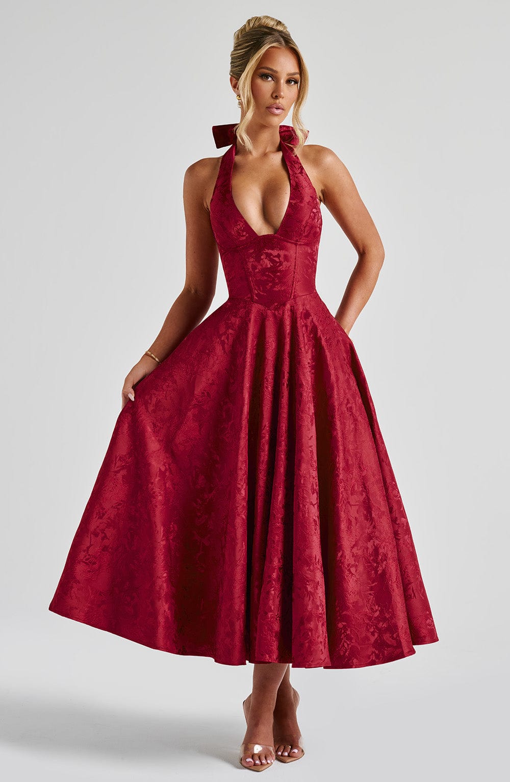Elegant Halter Midi Gown