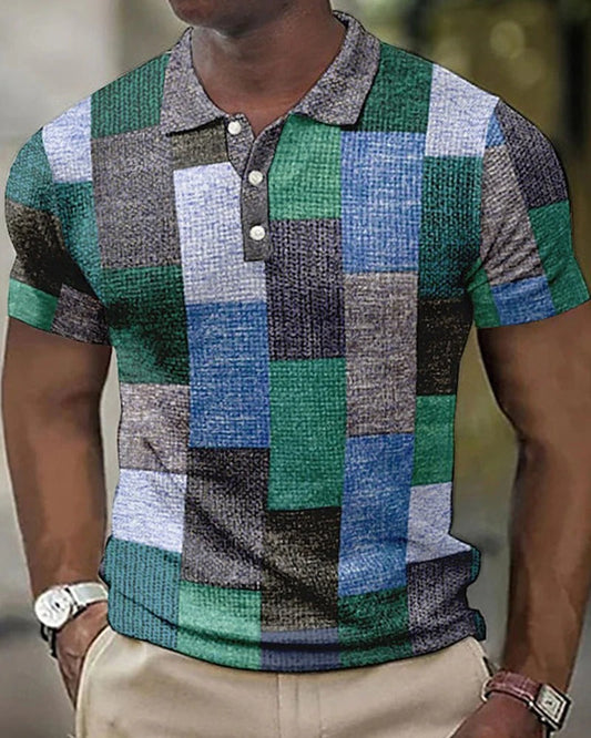 Men's Checkered Polo Shirt Modern Comfortable Design - Fashinoza
