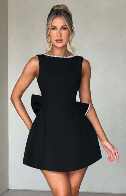 Women's Mini Bow Back Dress - Fashinoza