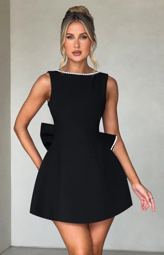 Women's Mini Bow Back Dress - Fashinoza