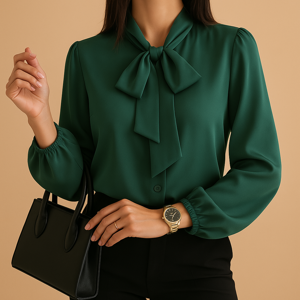 Women's Bow Tie Blouse - 
Fashinoza
