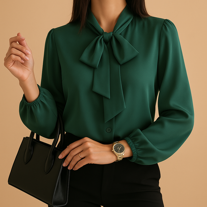 Women's Bow Tie Blouse - 
Fashinoza