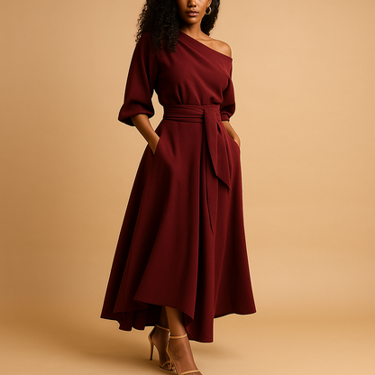 Women's Elegant Waist Fit Dress - 
Fashinoza