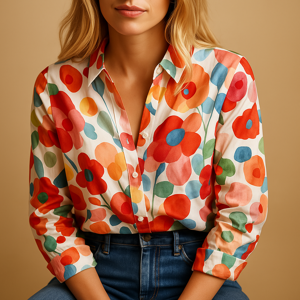 Women's Floral Blouse Lightweight Pastel - 
Fashinoza