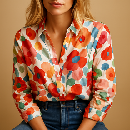 Women's Floral Blouse Lightweight Pastel - 
Fashinoza