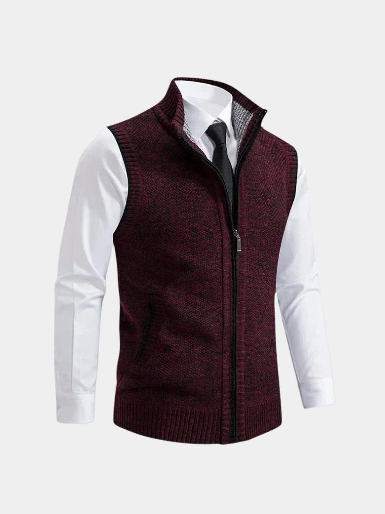 Textured Zip-Up Knit Vest