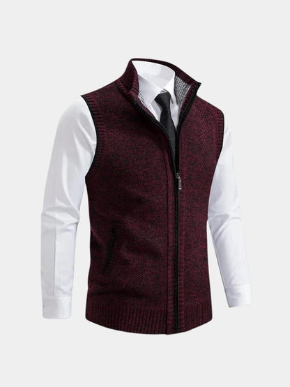 Textured Zip-Up Knit Vest
