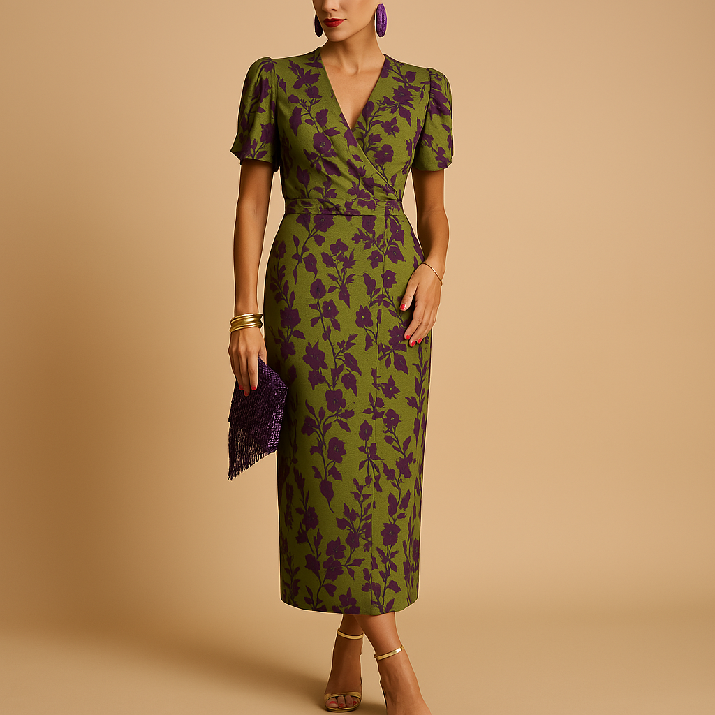 Women's Puff Sleeve Dress Flattering Fit - 
Fashinoza