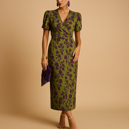 Women's Puff Sleeve Dress Flattering Fit - 
Fashinoza