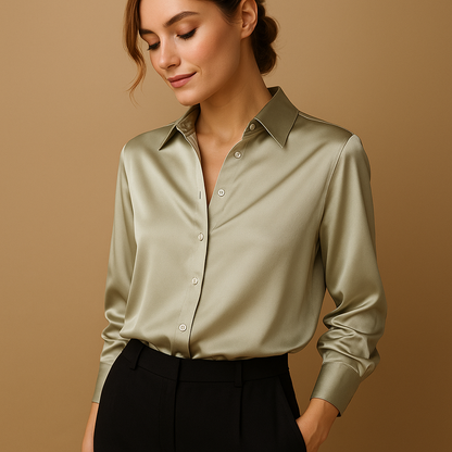 Vivette Women's V-Neck Blouse - 
Fashinoza