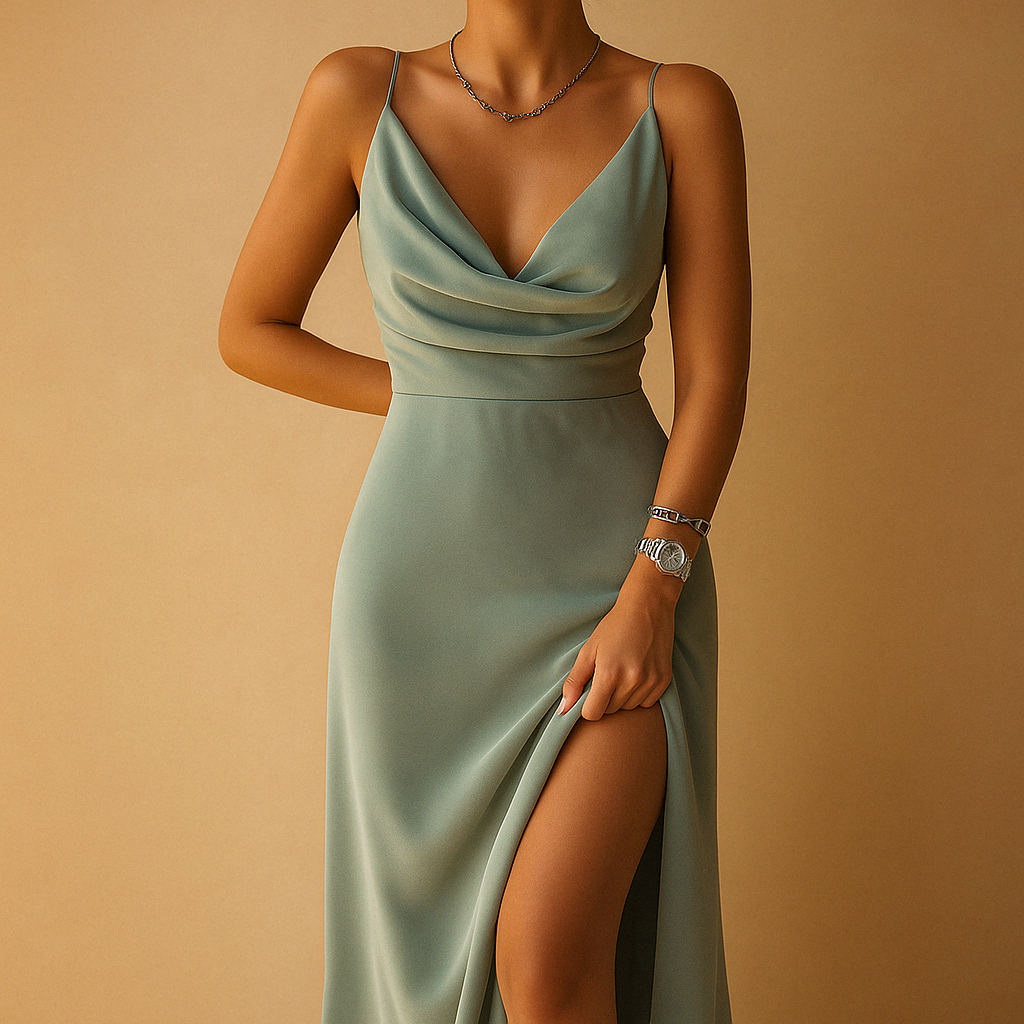 Women's V-Neck Maxi Dress - 
Fashinoza