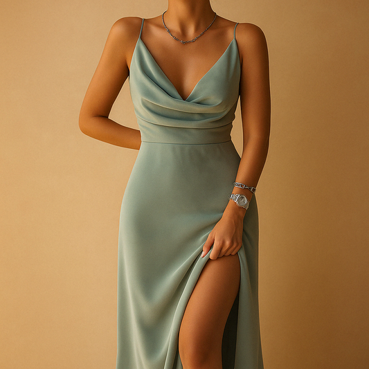 Women's V-Neck Maxi Dress - 
Fashinoza