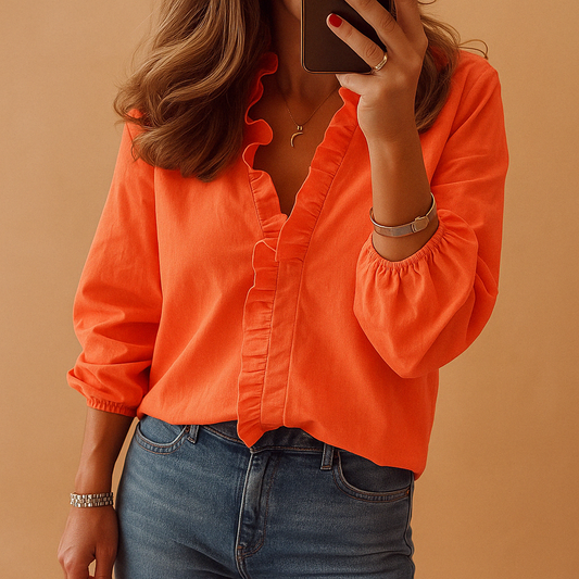 Women's Ruffle Blouse Cotton Casual Wear - 
Fashinoza