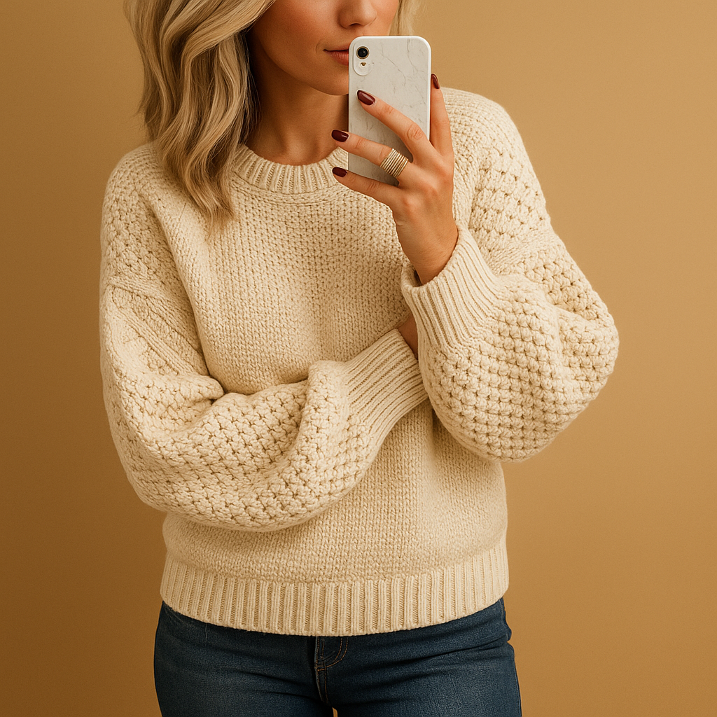 Women's Relaxed Fit Knit Sweater Cozy Textured - 
Fashinoza