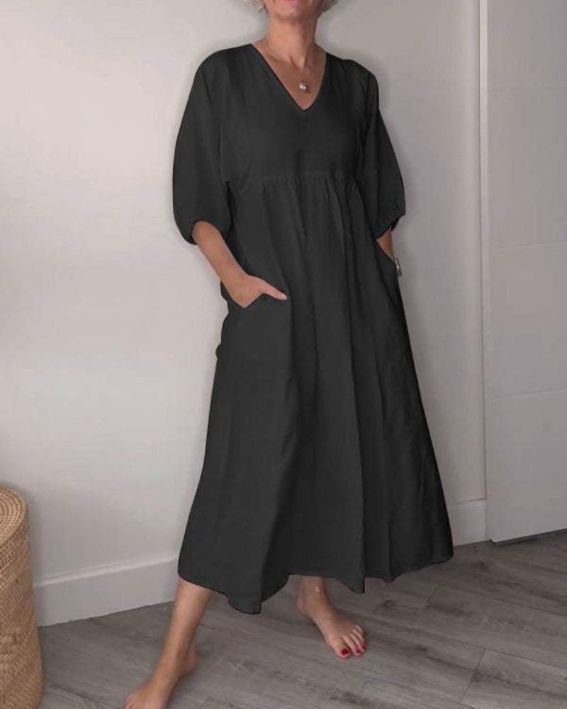 Women's Summer Dress V-Neck Puff Sleeves