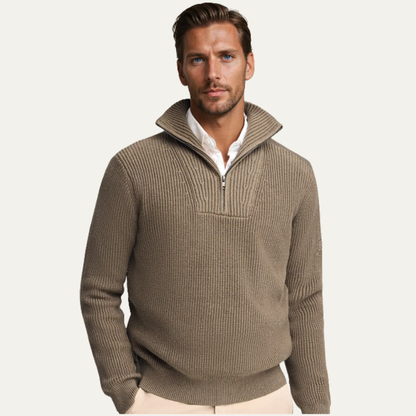 Men's Textured Cable Knit Sweater Half Zip