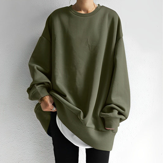 Women's Oversized Pullover Sweatshirt Cozy Casual Wear - Fashinoza