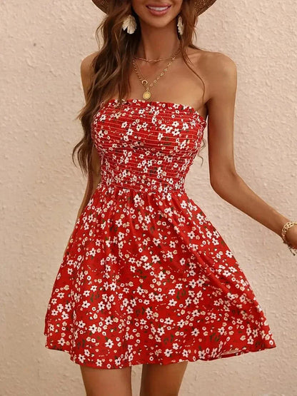 Women's Strapless A-Line Mini Dress - Fashinoza