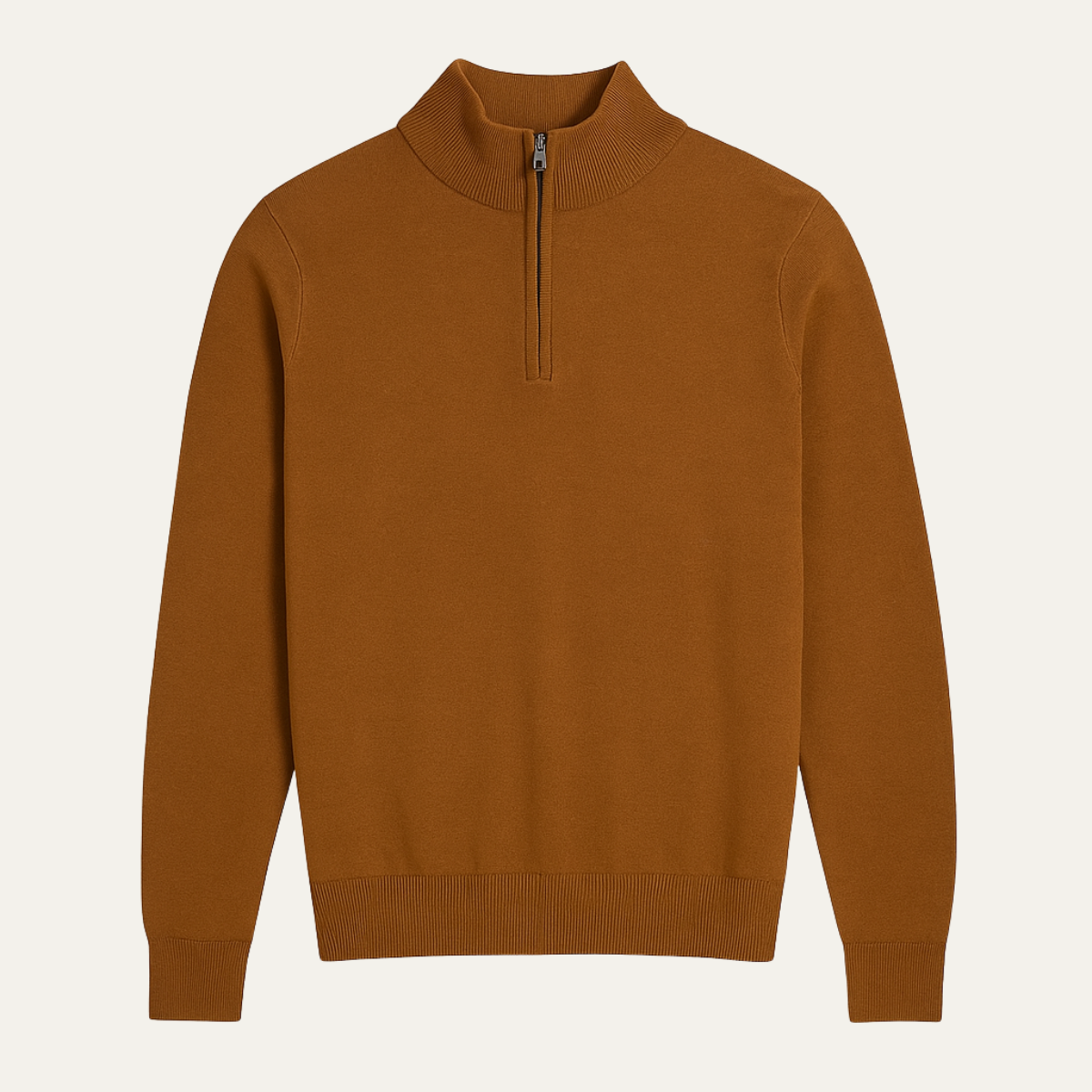 Men's Quarter Zip Mock Neck Knitted Sweater - Fashinoza