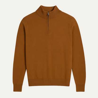 Men's Quarter Zip Mock Neck Knitted Sweater - Fashinoza