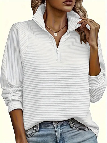 Women's Textured Half-Zip Sweater - Fashinoza