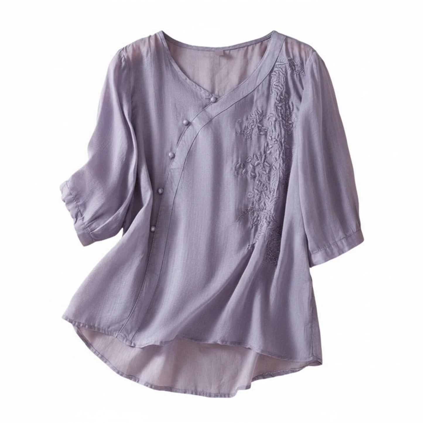 Women V-Neck Embroidered Blouse