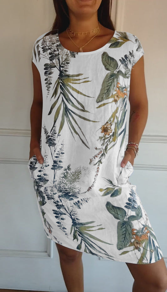 Women's Floral T-Shirt Dress - Fashinoza
