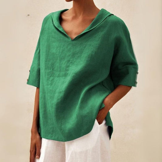 Women's Relaxed Fit V-Neck Blouse - Fashinoza