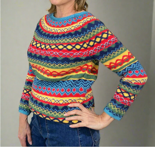 Women's Crew Neck Pullover Sweater - Fashinoza