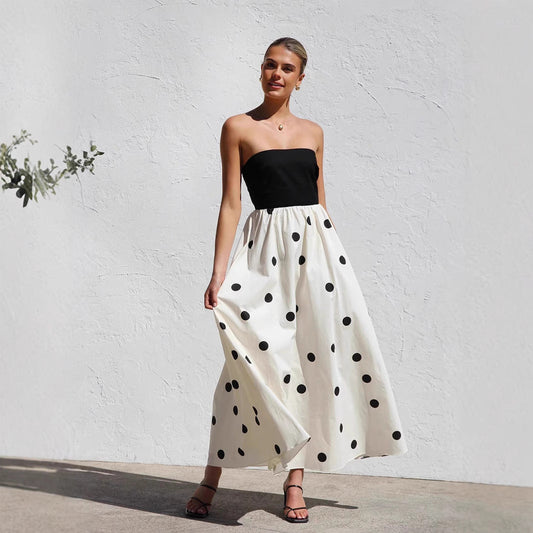 Women's Strapless A-Line Midi Dress - Fashinoza