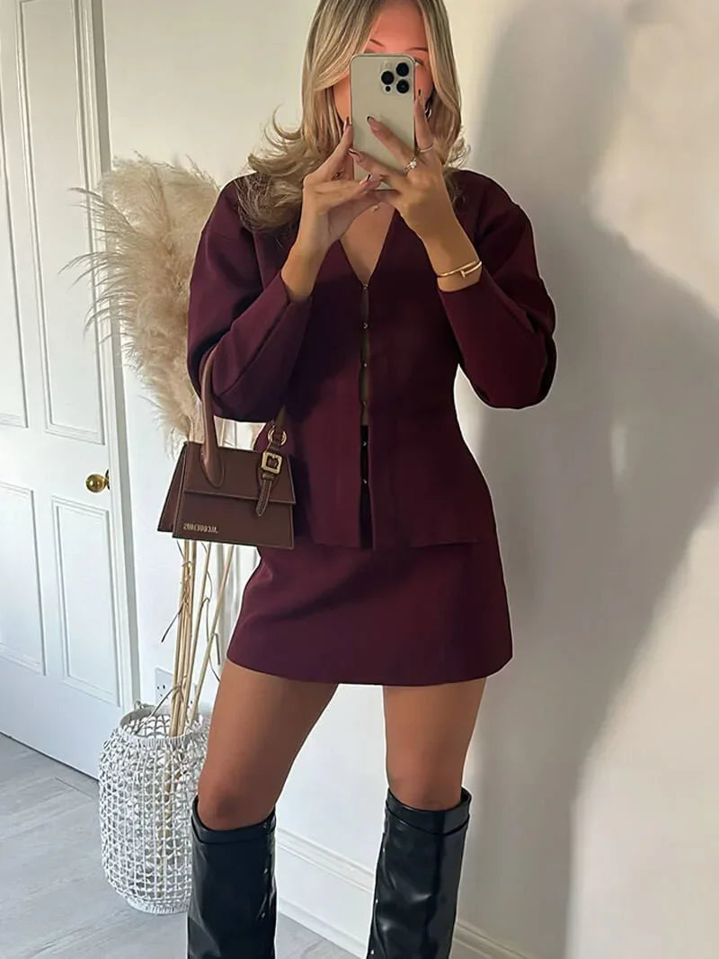 Women's Skirt Jacket Set - 
Fashinoza