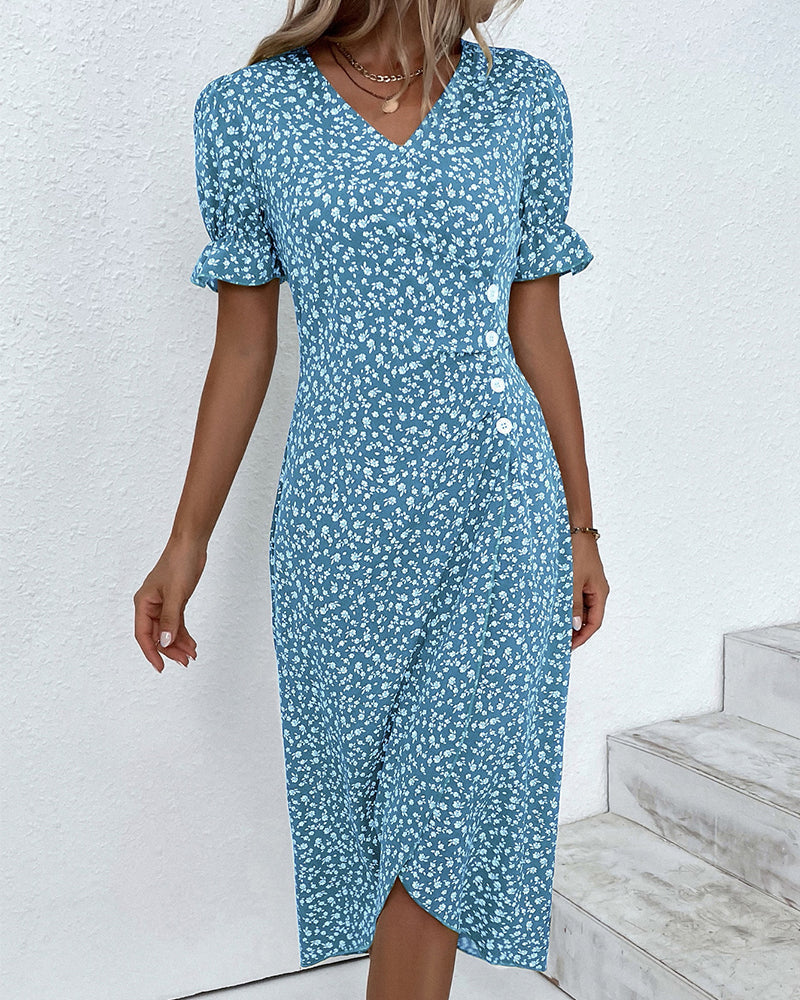 Image of Esme | Women's V-Neck Wrap Midi Dress