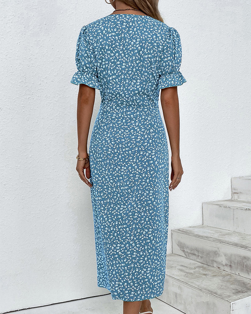 Image of Esme | Women's V-Neck Wrap Midi Dress