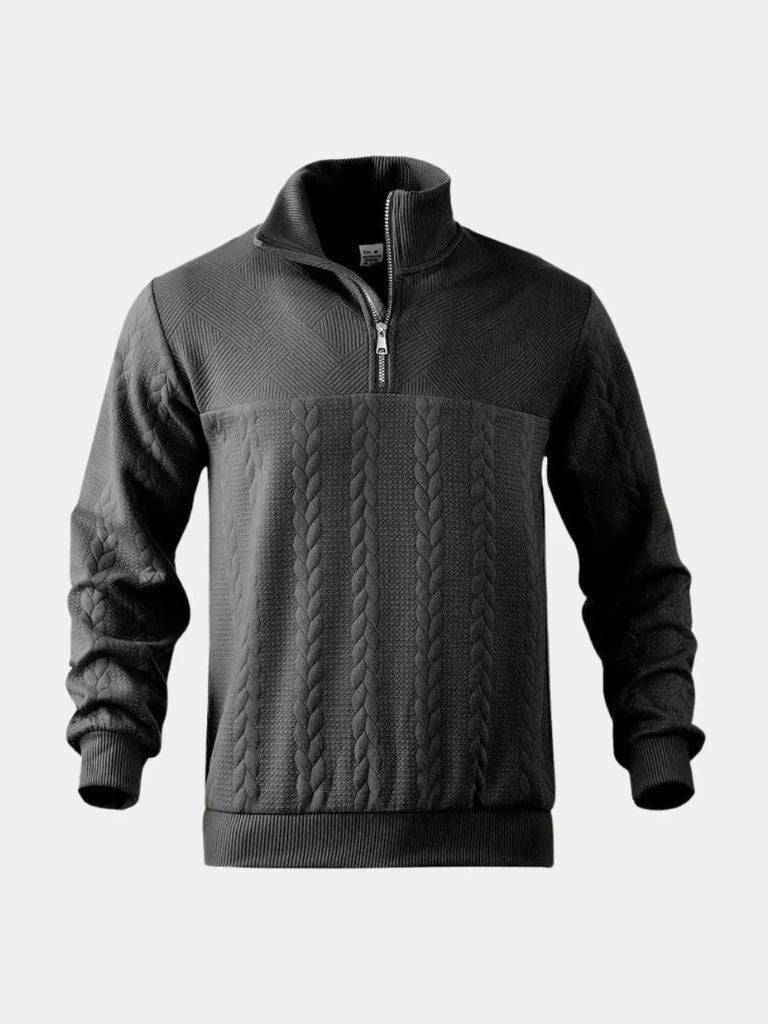 Textured Cable Quarter-Zip Sweater